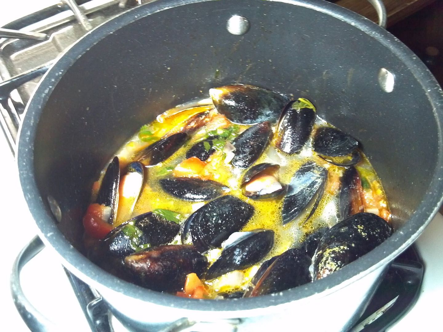 SWEET YARNS Mussels in Garlic, Cilantro Sauce